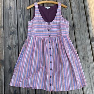 Madewell Pink and Blue Striped Sleeveless Button-Front Dress